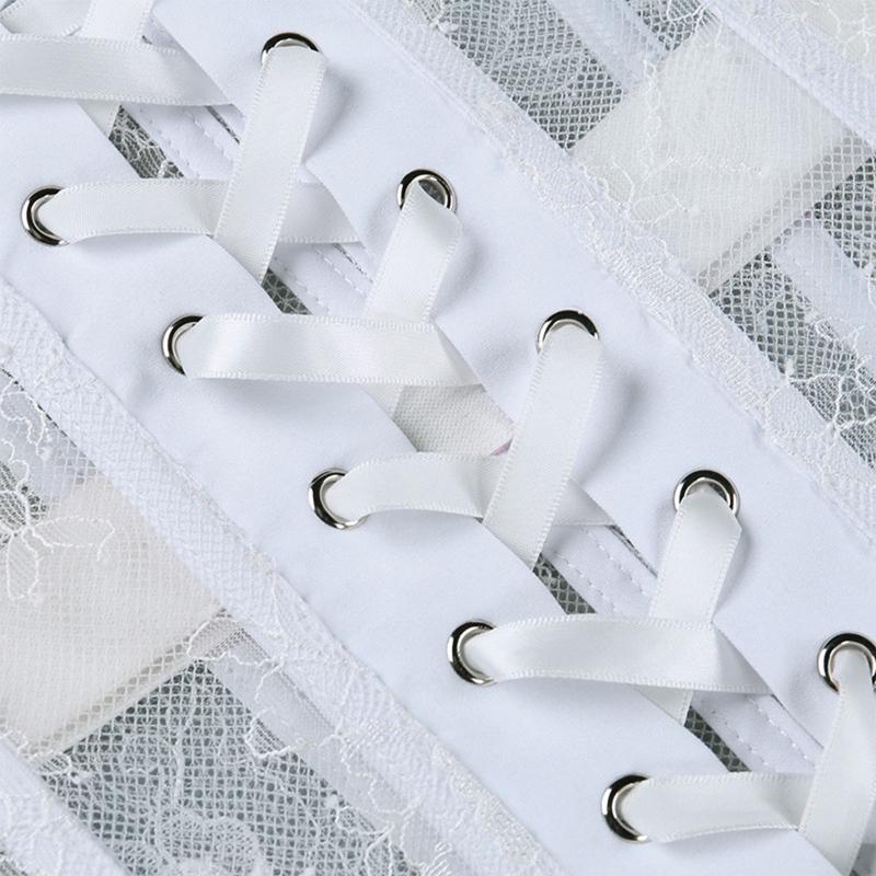 Waist Lace and Floral Trainer Women Corset Cincher Body Shaper Girdle Trimmer with Plastic Bones Extender Waist Decors