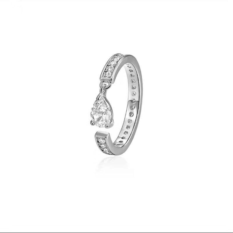 Stylish Diamond Open Ring for Women - Trendy, Minimalist, Luxury Index Finger Accessory Adjustable Open