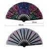 33cm Kung Fu Fan UV Printed Fluorescent Decorative Fans Bamboo Bone Performance Props Decorative Costumes