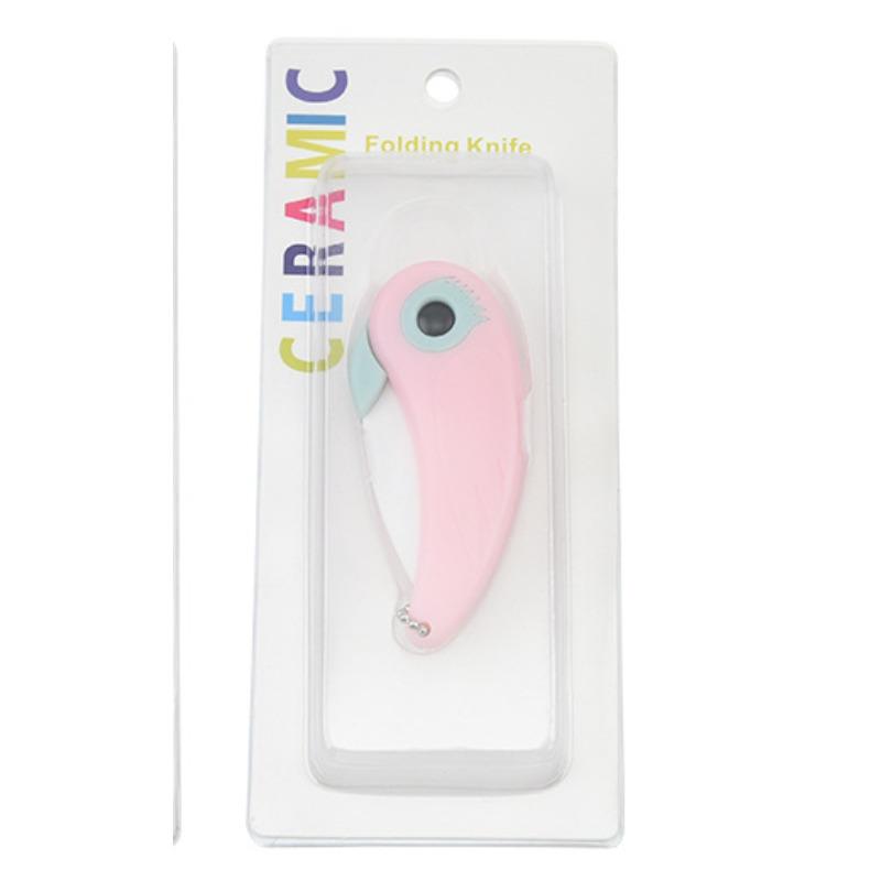 

Портативный складной нож в виде мини-птицы, керамический нож для чистки фруктов, портативный нож для спальни в виде милого попугая, кухонные принадлежности, инструменты pink