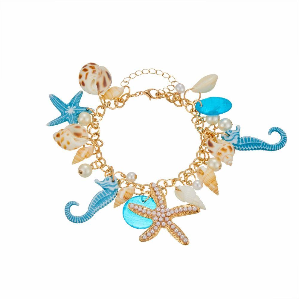 Ornaments Shell Starfish Bracelet Imitation Pearl Natural Conch Beach Bracelets  Vacation