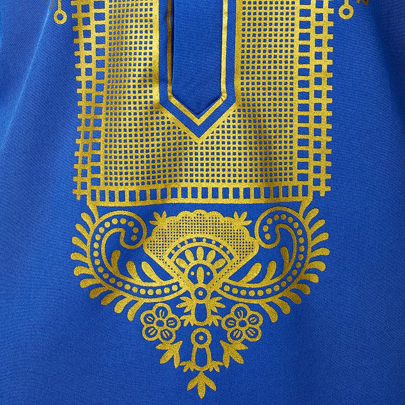 Pánská ležérní móda Bronzová pulovrová košile Totem Dlouhá košile Etnický styl Rovná košile