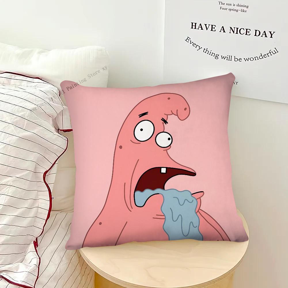 Cartoon SpongeBob SquarePants Patrick Star Pillow Case Fashion Square Pillowcase Bedroom Sofa Room Leisure Cushion Cover