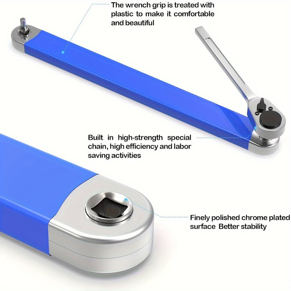 Offset Extension Wrench,with 1/2", 1/4" and 3/8" Square Drive Adapters,15-Inch Tight Reach Extension Wrench Set