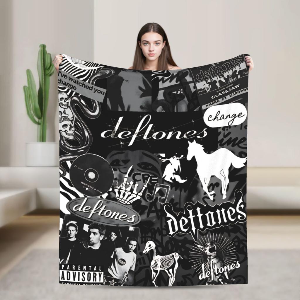 Deftones Metal Band Warm Soft Blanket  Picnic Plush Throw Blanket Pattern Couch Chair Flannel Bedspread Sofa Bed Cover