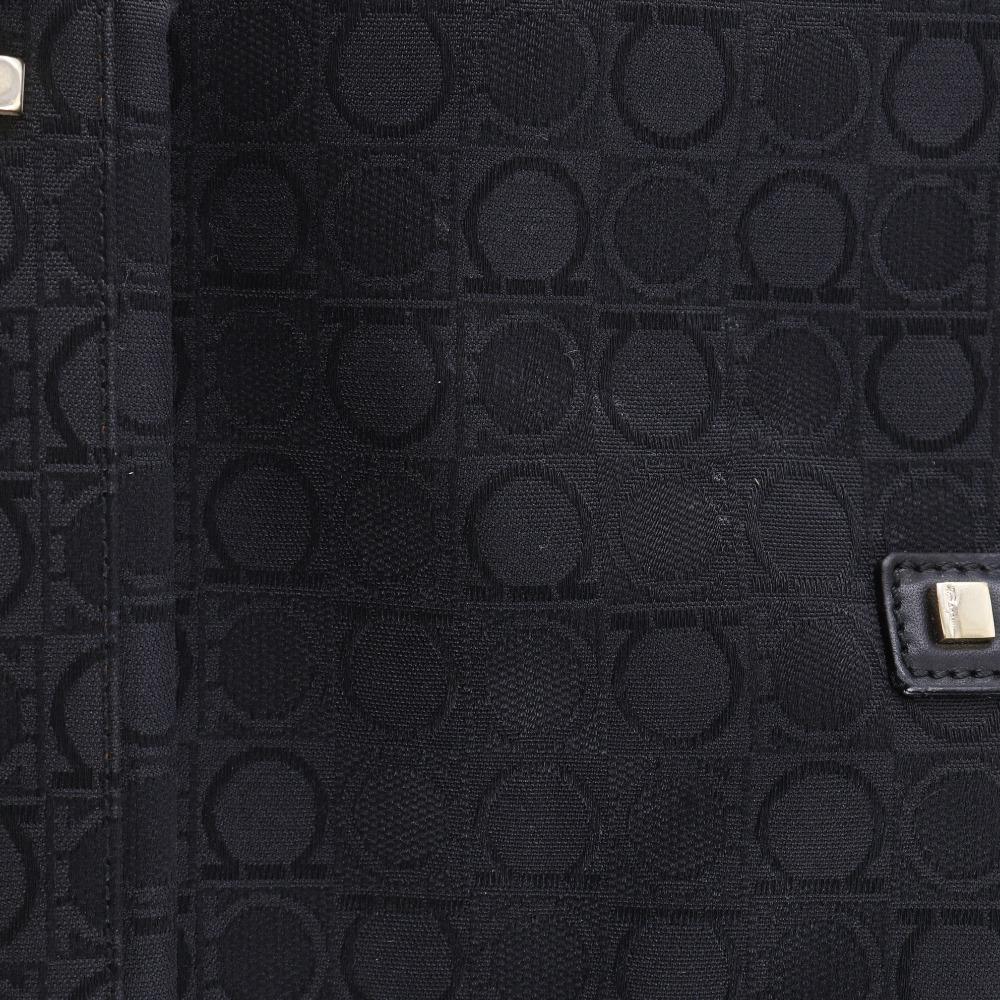 Salvatore Ferragamo Gancini Tote Bag AU-21-2812 Black Nylon Canvas Women Used