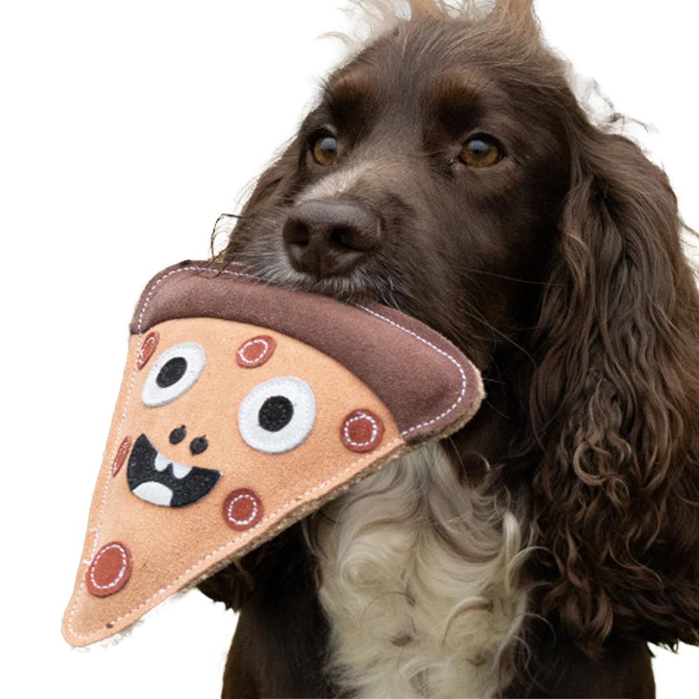 Benji & Flo Crazy Faces Pawperoni Pizza Suede Dog Toy