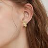 Shimmering Zircon Star Ear Clips Women Cuff Earrings Easy to Wear Copper Texture Suitable for Daily Wear and Parties
