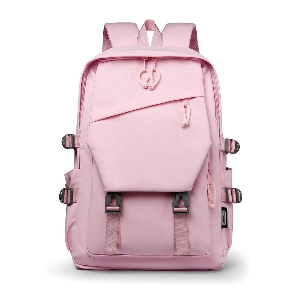 

Environmentally friendly simple college student schoolbag large-capacity computer backpack travel backpack men s casual backpack women розовый