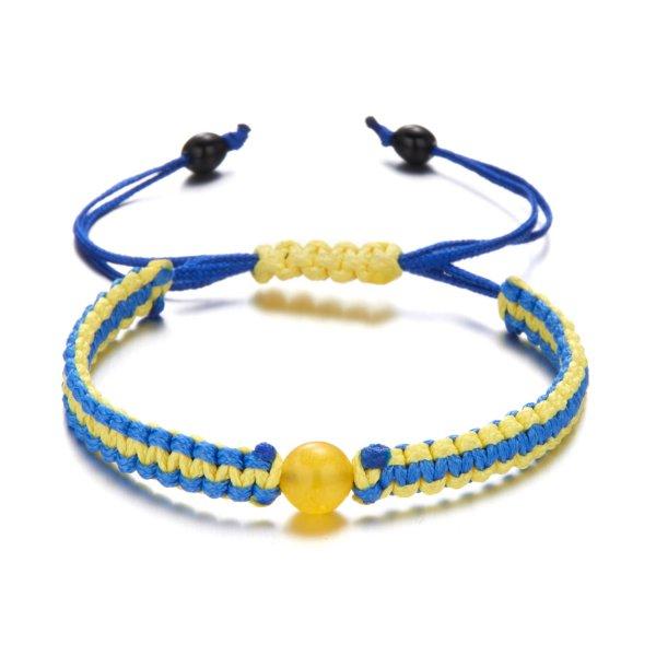 Simple Handmade Braided Sunflower Bracelet For Women Minimalist Daisy Flower Bracelets Blue Yellow Ukraine Flag Charm Jewelry