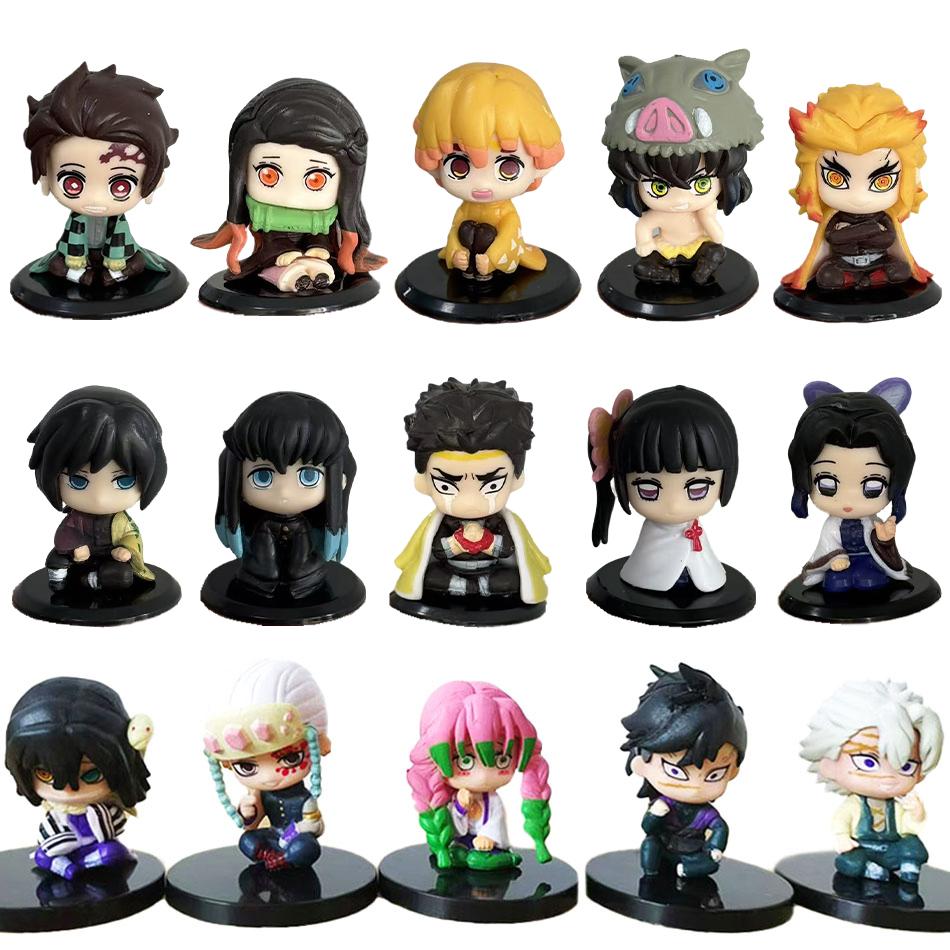 Q Version Demon Slayer 5 Style/Set Sitting Ghost Doll Tanjiro Nidouzi Inosuke Zenizu Figure Action Figure Movie Model Toys Doll