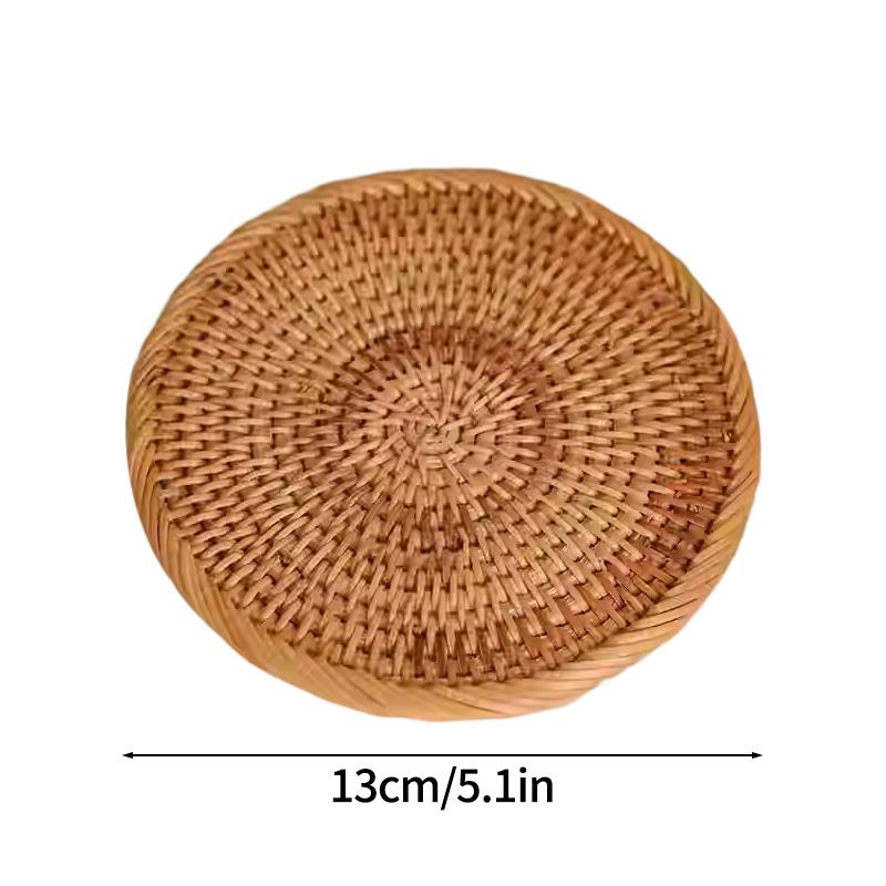 Rattan Coaster Creative Placemat Handmade Table Mat Heat Insulating Tablemat Tea Coffee Cup Pad Non-Slip Mat Round Coasters