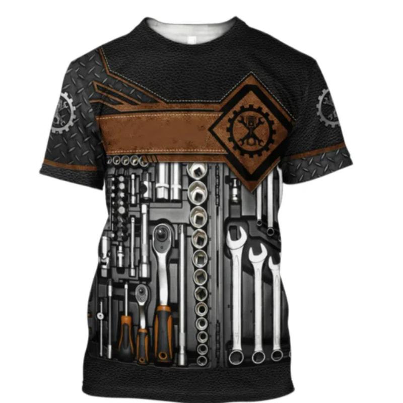 Men T Shirt Vintage T-shirt Summer Clothing Mechanic 3d Print Tops 6Xl Street Casual Sports Oversized Pullover Multiple Options