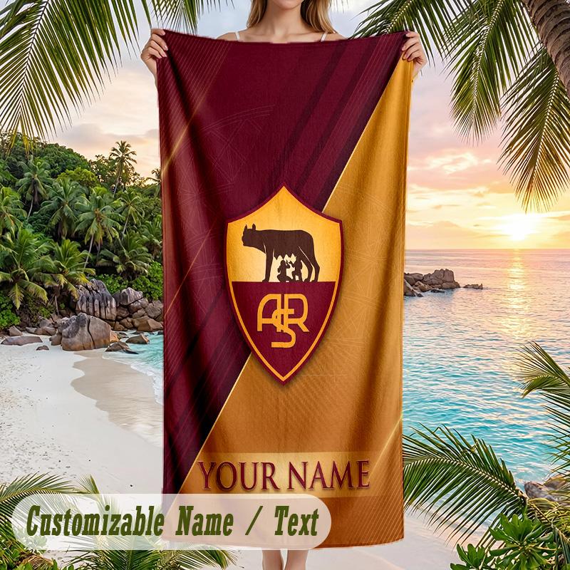 Beach Towel AS Roma Print Custom Name Text Soft Towel for Swimming Pool