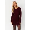 Women's Burgundy Spanish Sleeve Knitwear Mini Dress Yv273