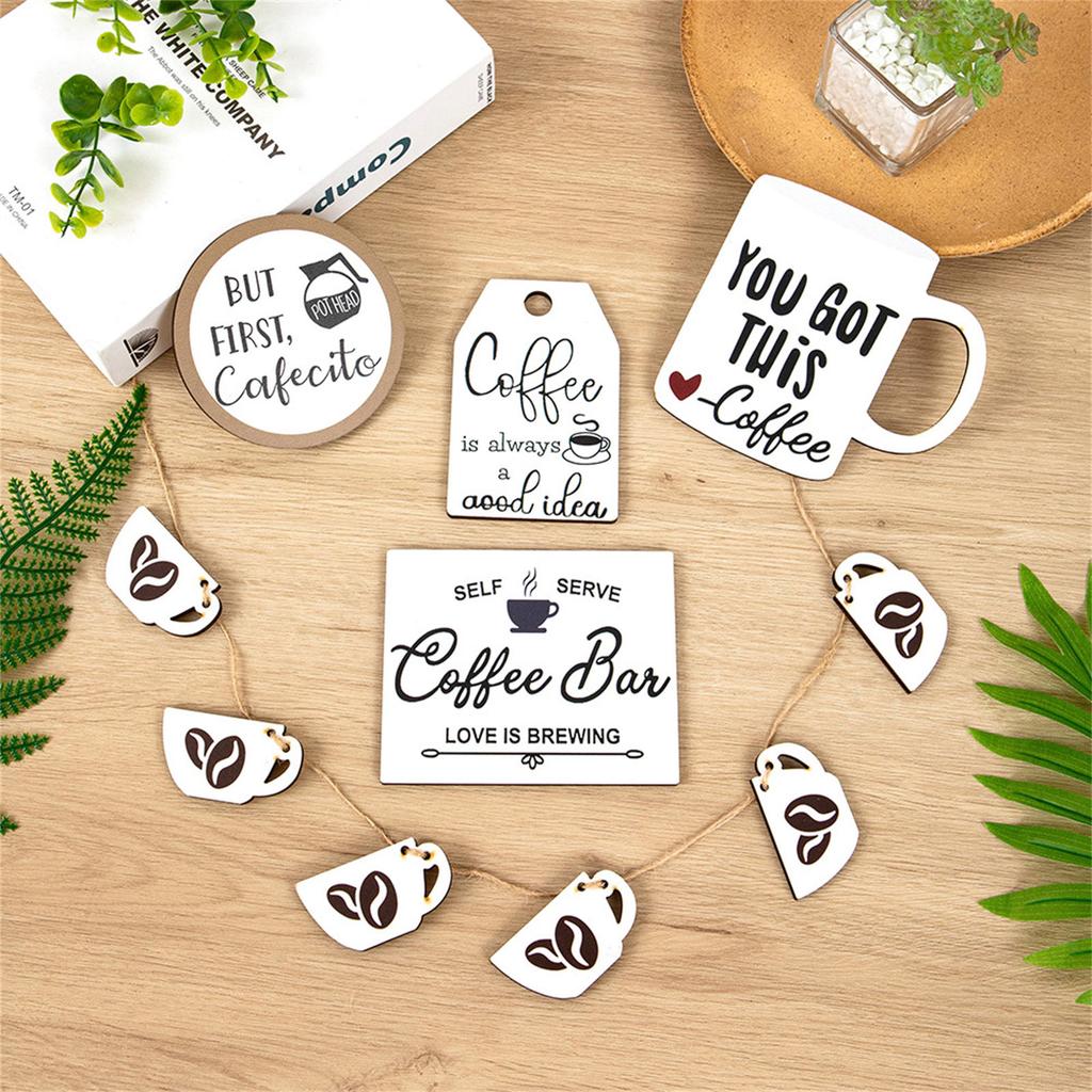 Simple Coffee Series Tray Decor Home Office Desktop Creative Wooden Decoration Stylish Accessories for Farmhouse Kitchen