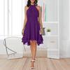 Summer Women's Solid Chiffon Dress Sexy Sleeveless Cropped  Halter Party Dresses Casual Plus Size O-neck Knee-Length Dresses
