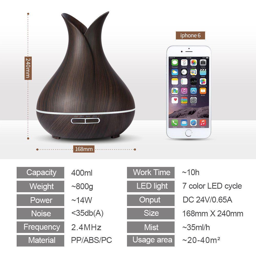 400ml Wood Grain Aromatherapy Diffuser & Humidifier for Essential Oils