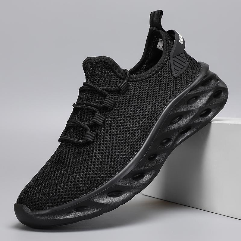 Summer Men Casual Sport Shoes Breathable Lightweight Sneakers Outdoor Mesh Black Running Shoes Athletic Jogging Tennis Walking