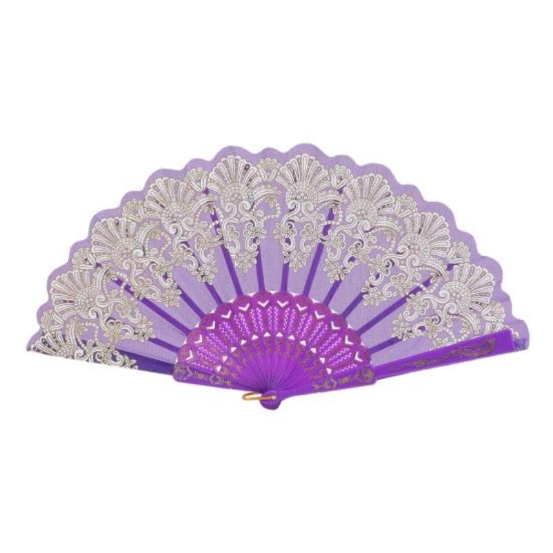 Vintage Folding Fan Carved Plastic Ribs Hand Fan Portable Summer Cooling Fan Wedding Dance Party Performance Supplies