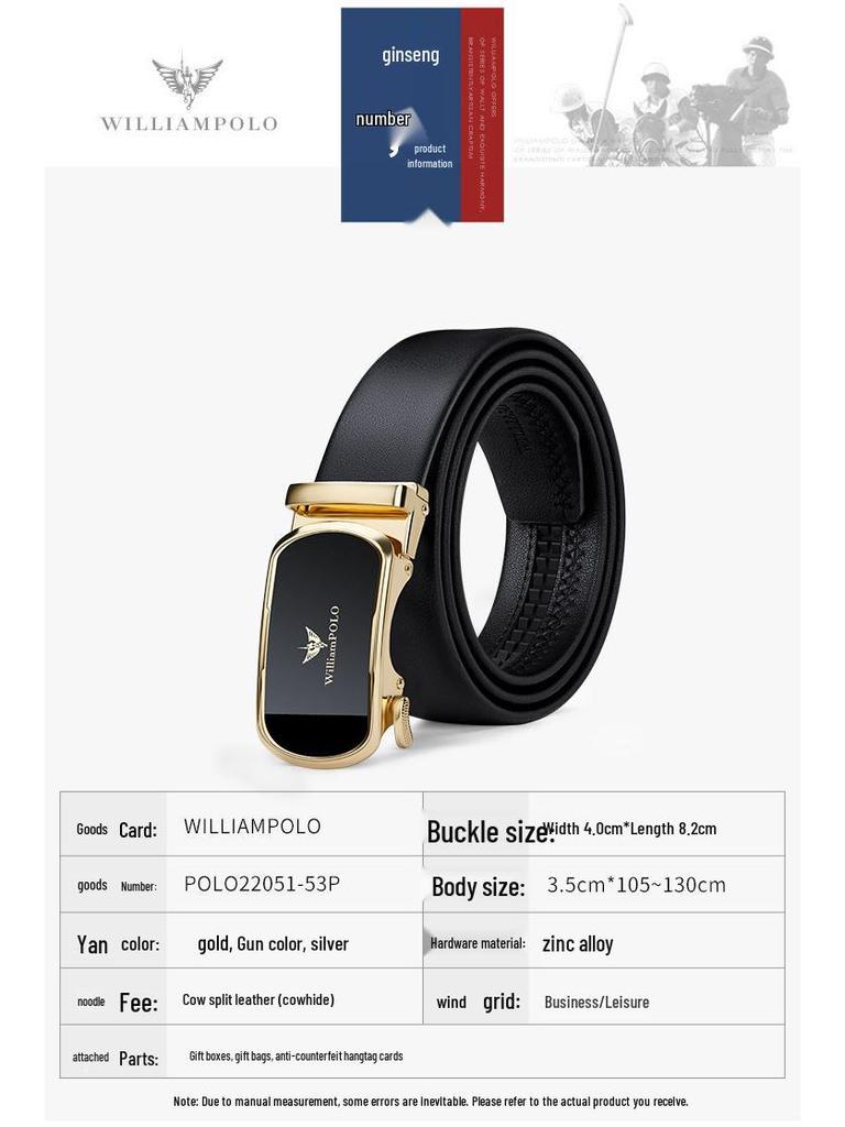 Emperor Paul's Men's Leather Automatic Buckle Belt - Genuine Cowhide, Business Style