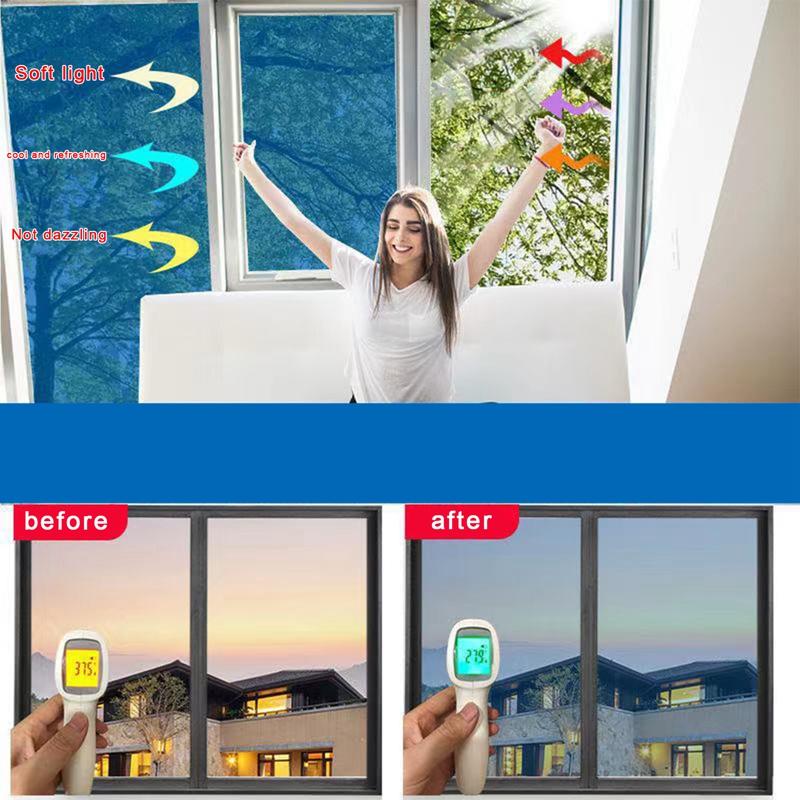 1 pieza Película para Ventana Protector Solar Adhesivo para Ventana de Vidrio, Protección UV, Perspectiva Unidireccional Anti-miradas Tinte para Ventana Película Protectora contra el Calor