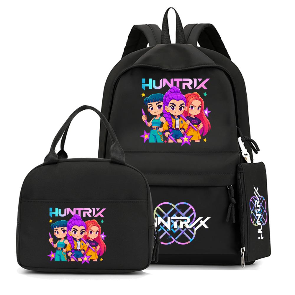 

4Pcs/set Cartoon Anime K-Pop Printed Backpack with Pencil Case Handbag for Teenager Student Boy Girl Bookbag Schoolbag Large Capacity Travel Bag