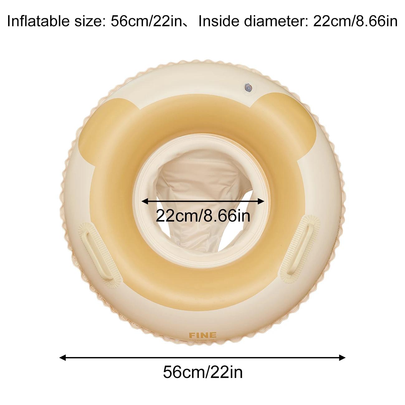 Korean Version Ins Love Children S Swimming Seat Ring Retro Inflatable Teddy Bear With Sunshade Children S Seat Cushion Ring