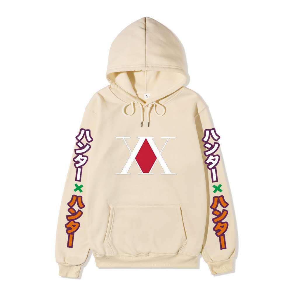 Hunter X Hunter XX Logo Hoodie Color Japanese Vertical Sleeve Print Black Anime Pullover Sweatshirt