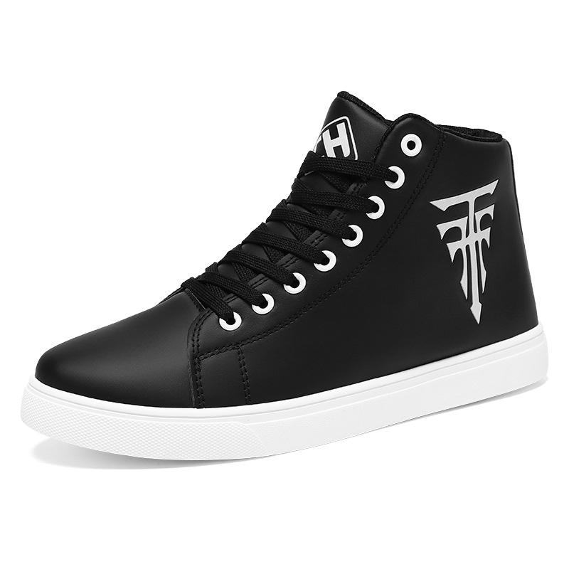 Herren Übergröße High-Top Leder-Sneakers: Rutschfest, Atmungsaktiv, Modische weiße Schuhe für Herbst/Winter