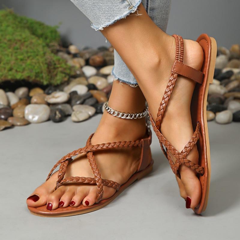 fashion New Sandals Summer Shoes Women Woven Flats Fashion Lightweight Comfortable Casual Shoes Women Outdoor Vacation Beach Shoes Woman