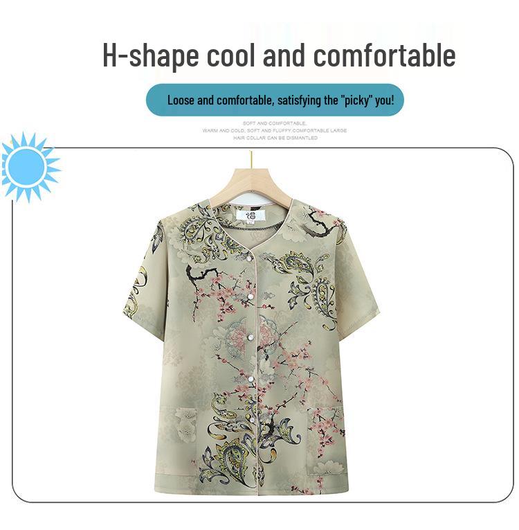 Stylish Summer Short-Sleeve Shirt for Elderly Women (80+)