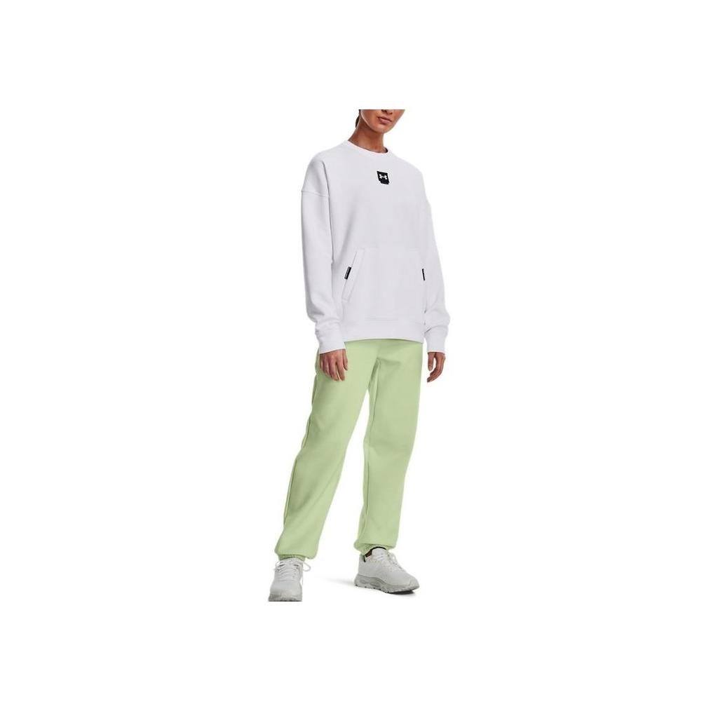 Under Armour Summit Solid Logo Print Crew Neck Long Sleeve Sweatshirt Women Sweatshirt White 1374118-100