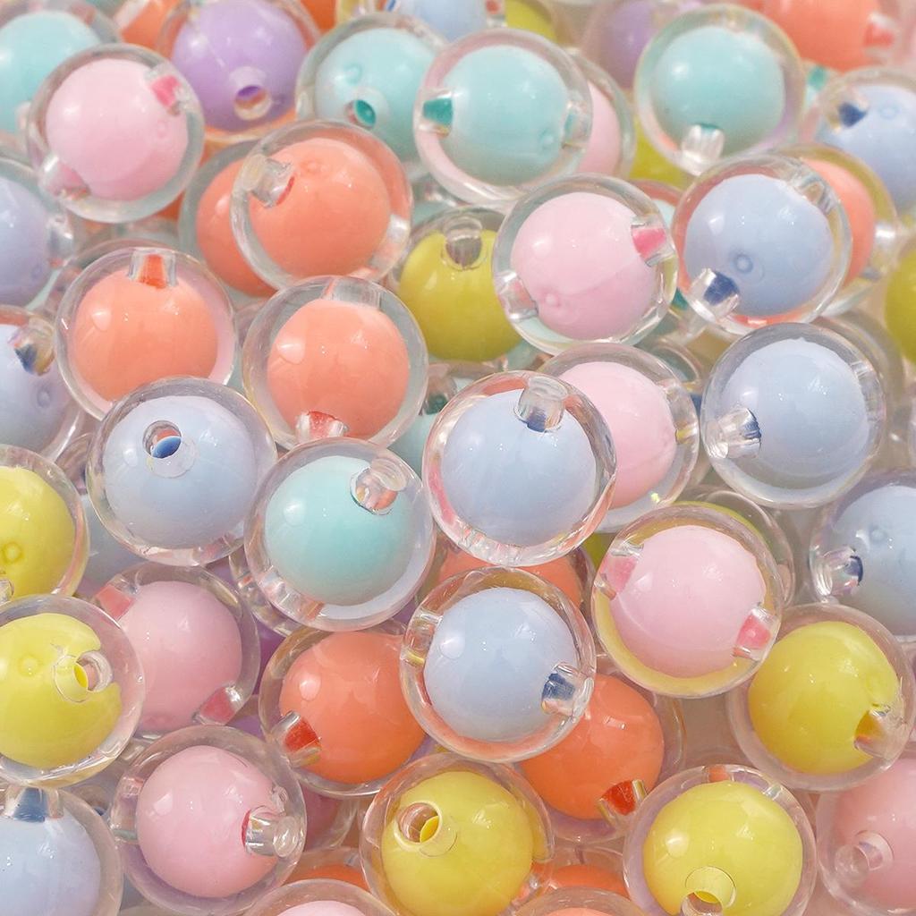 50 stk Akrylperler Belagt Fargede Løse Runde Perler For Smykkefremstilling DIY Halskjettingtilbehør