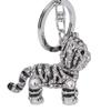 Breloc 3D Tigru Argintiu Aliaj de Zinc Stras Bijuterie Strălucitoare Accesoriu pentru Geantă Dama Pandantiv