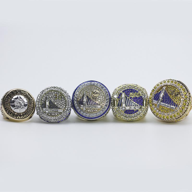 Golden State Warriors Championship Rings Set: 1975, 2015, 2017, 2018, 2022 (5-Piece) Size 9