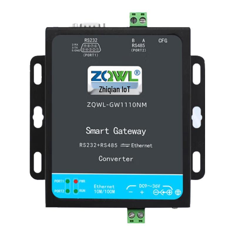 

ZQWL GW1110NM Modbus RTU/TCP & MQTT Serial to Ethernet Gateway Din-Rail Mount