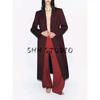 Spring New Women's Clothing Lapel Long Sleeves Waist-Tight Slim Looking Silm Elegant Long Overcoat Outerwear 2170603