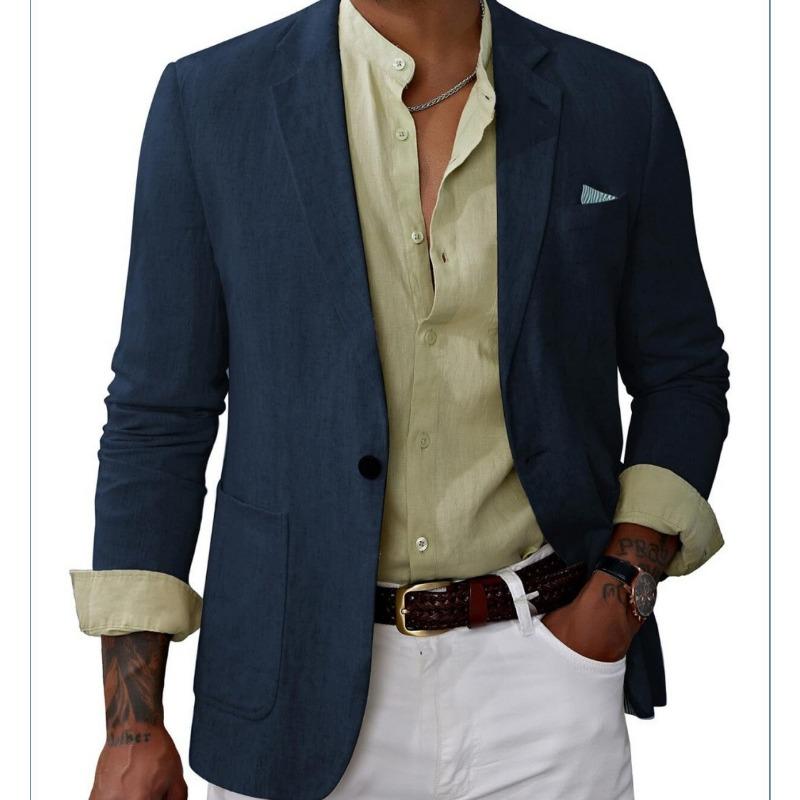 Blazer Uomo Casual Business Stampato Doppiopetto Autunno Taglia Grande