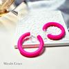 Earrings for Women Popular Earrings Painless Pink Thick Large 40mm Hoop Earrings Resin Earrings Miyabi Grace Miyabi Grace Non-pierced Non-pierced