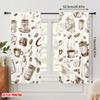 2Pc,2D Plane Printing Pattern Curtains Coffee Doodles Durable 100% Polyester Fabric (Without Rod) Gifts For Living Room,