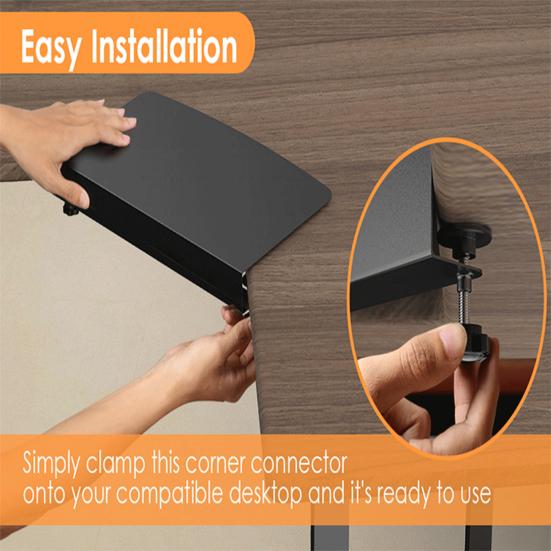 Clamp-on Corner Desk Connector Sleeve Plate Universal Simple Installation L-Shaped Desk Platform Extender