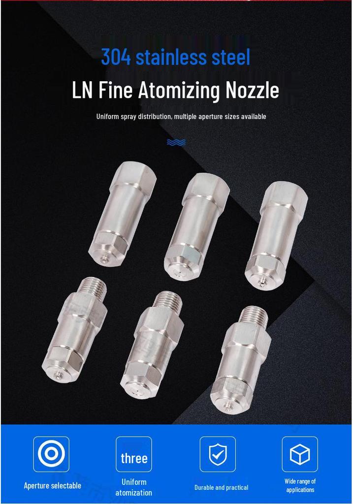 Stainless Steel Anti-Drip Fine Mist High-Pressure Nozzle for Humidification, Cooling, and Dust Removal.