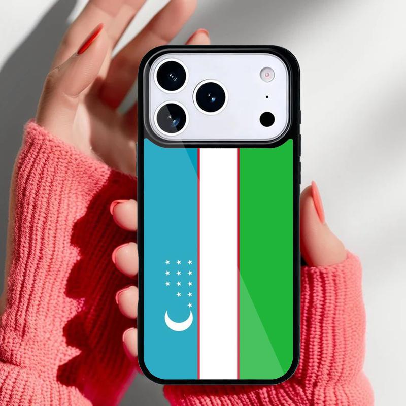 Usbekistan Flagge Wappen Handyhülle für iPhone 17 Air 16e 15 14 13 Pro Max Rückabdeckung für 12 11 Pro Hülle