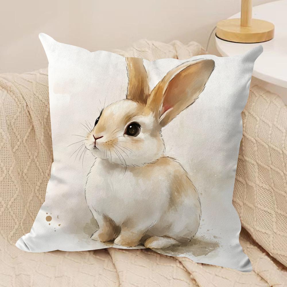 Cute Easter Bunny Cushion Cover Short plush Doublesided Print Square Throw Pillow Covers Sofa Home Cushion Decor