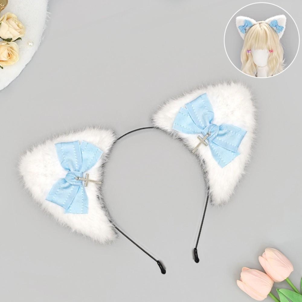 Plush Lolita Headwear Bowknot Simulation Animal Ears Hairband New Furry Hair Band Cosplay