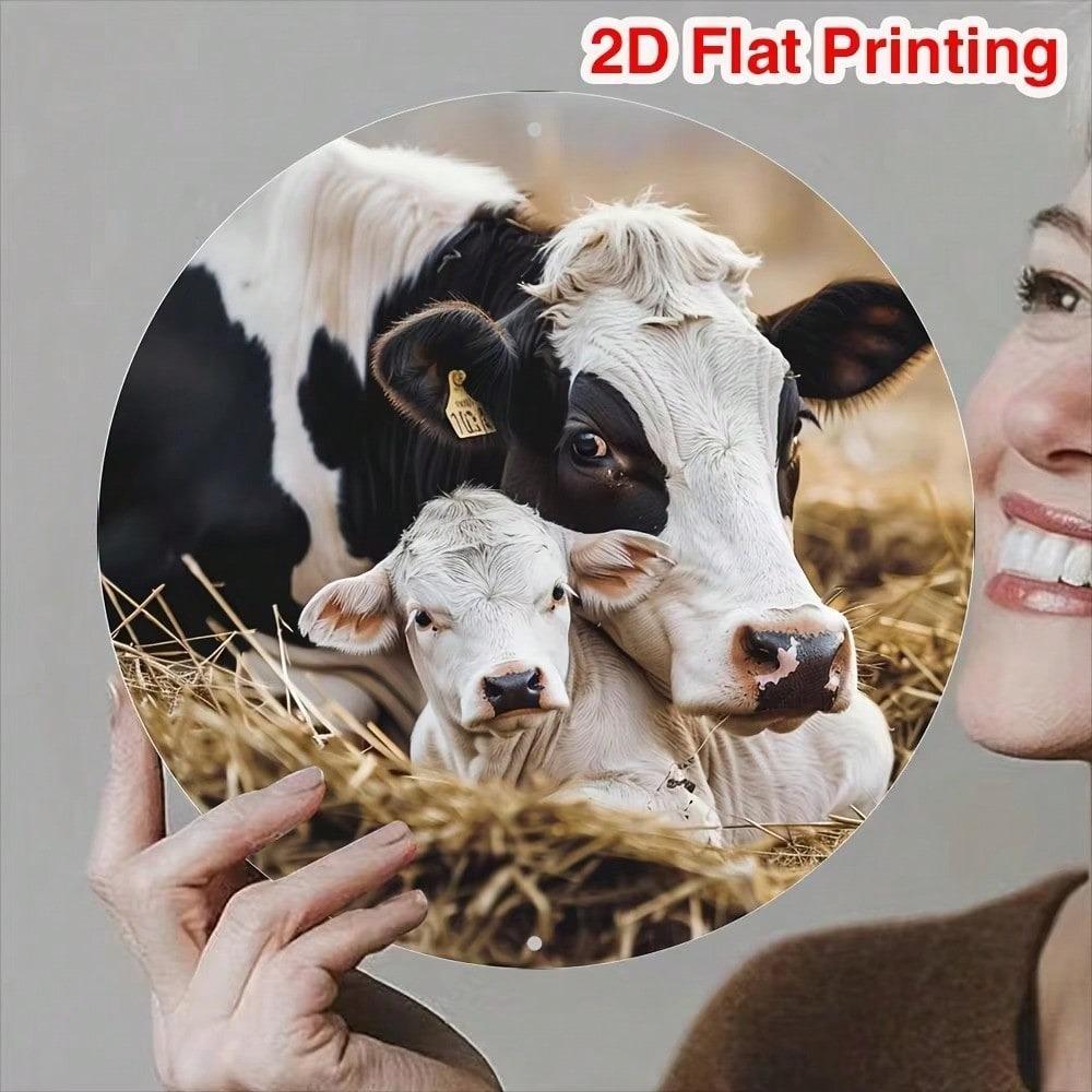 Vintage Cow Metal Wall Art, Farm Animal Home Decor, Funny Tin Sign for Living Room Bedroom Office, Barn House Gift