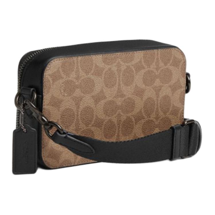 Coach 19 Classic Logo Pattern Faux Leather And Cowhide Crossbody Bag Small Women Bags Brown Yellow CZ008-XJ3