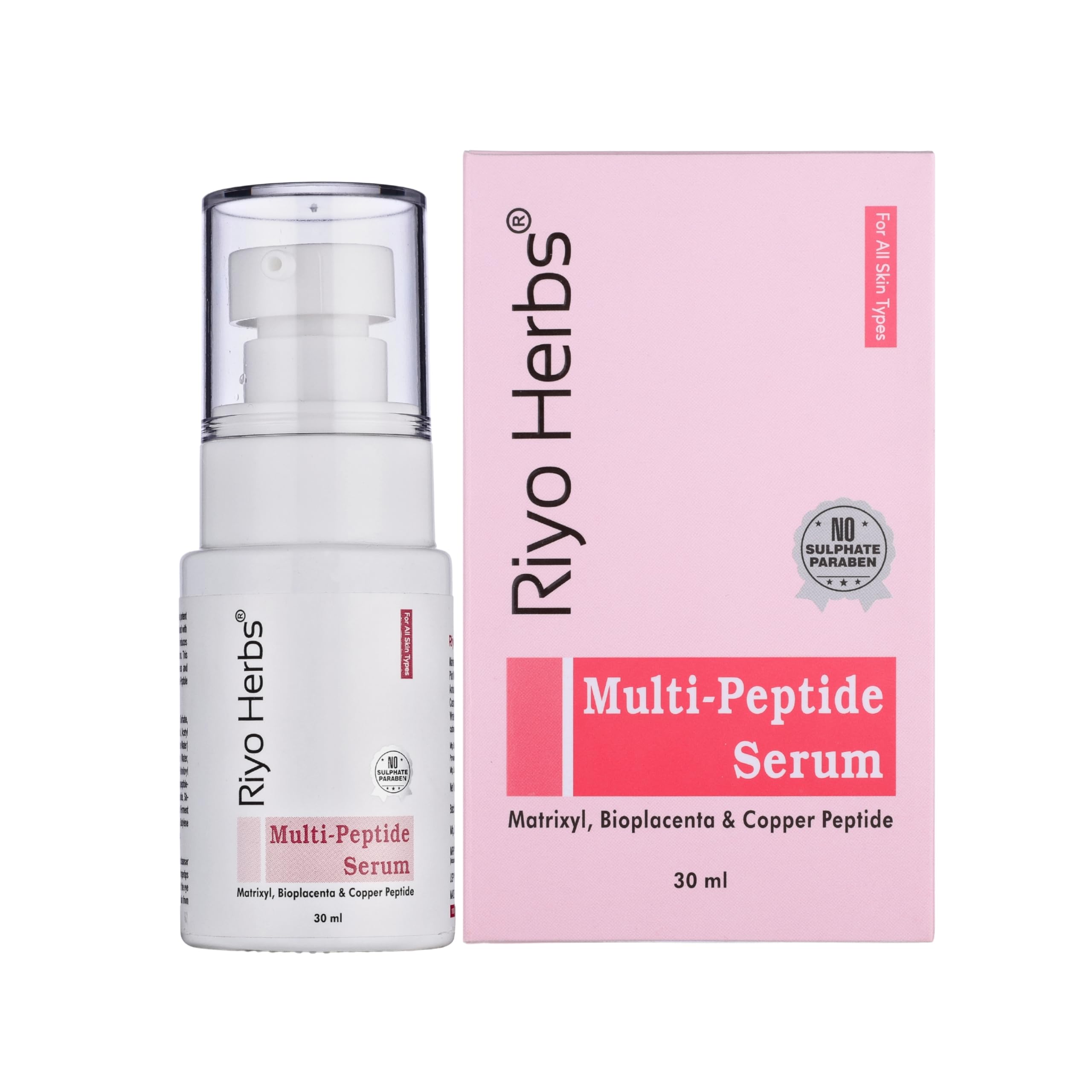 Riyo Herbs Multi Peptide Serum for Face 30ml | 7 Peptide and Copper Peptide Serum for Face | With Collagen Boosting & Hydrating | Overnight Repair