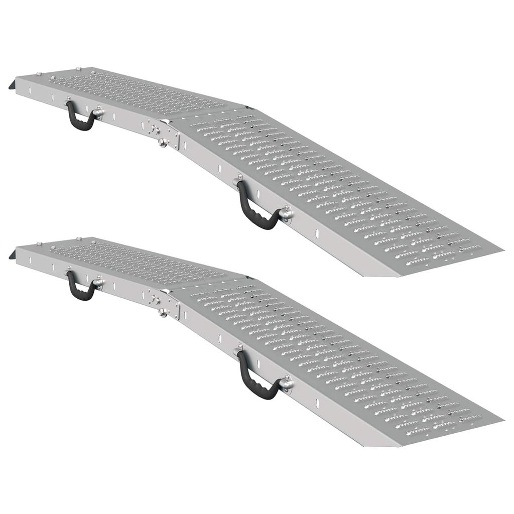 Rampa Pieghevole Capacità di Carico 200 kg per Rampa 2 pz Argento 166 x 23 x 4,5 cm
